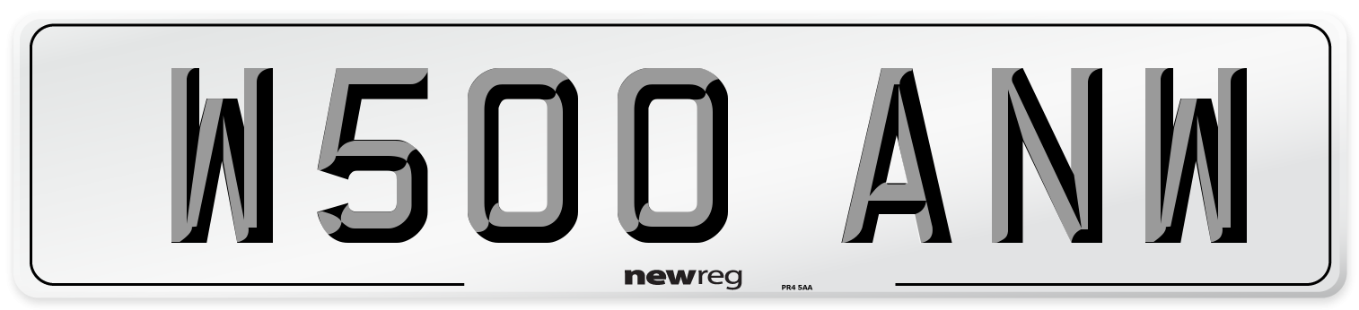 W500 ANW Number Plate from New Reg